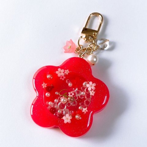 [11月17日販売] Flower shaker keychain(red)