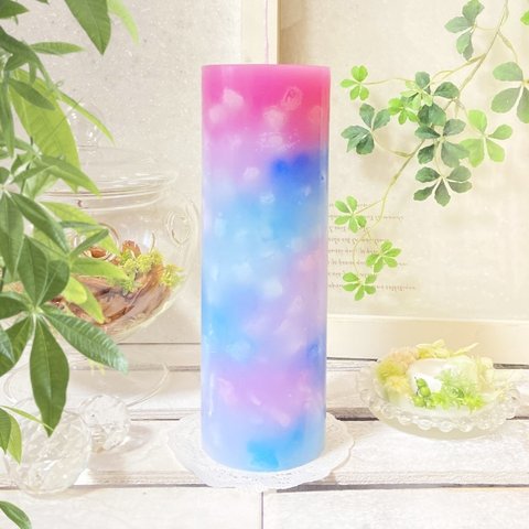 Φ6.7cm×H20cm ペタルキャンドル (フューシャ) № 000717 /Gradation Candle