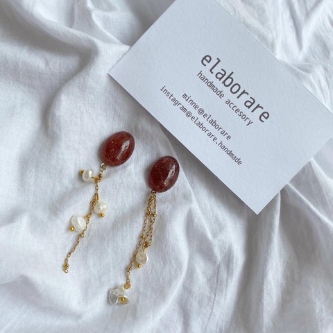 ワインカボション淡水パールpierce / earring