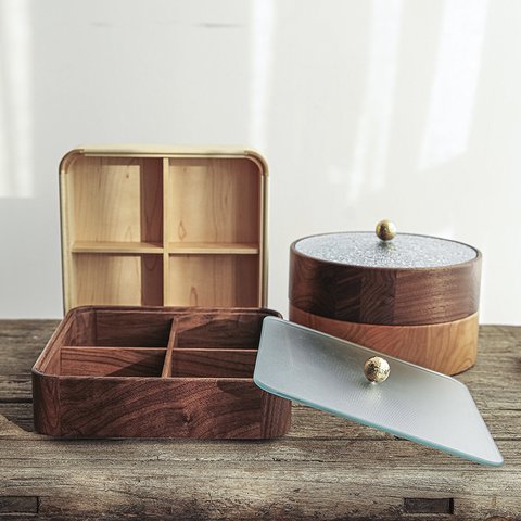木製収納ボックス、コーヒーテーブルデスクトップ収納ボックス、ポーチシンプルな木製高級収納ボックス