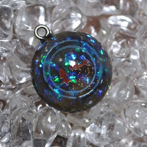 金魚レジン（半球型：直径2.0cm）夜店ver