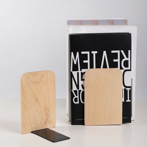 メープル 2点セット 無垢材ブックエンドオフィス学生木製ブックエンドシンプルブックエンド