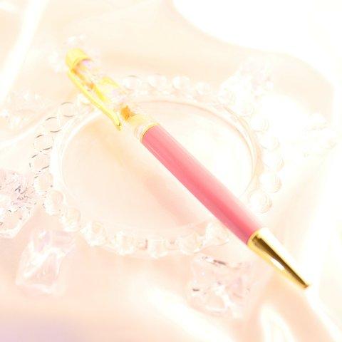 絵画風ハーバリウムボールペン　ピンク・ゴールド⑲