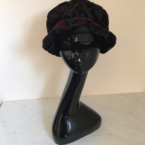 帽子 イタリア製チュールベルベットのマッシュルームハット