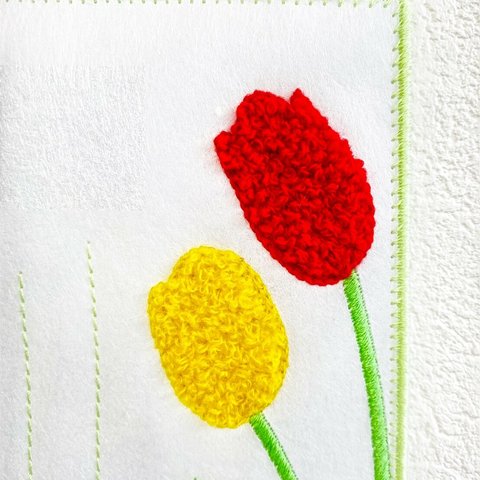 刺しゅうで作った　うれしっしゅの絵はがき　春　こいのぼり・菜の花・チューリップ　各1枚の3枚セット