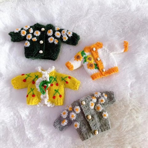 【4枚セット】オビツ11刺繍セーター ねんどろいどどーる ドール服 1/12サイズ ob11