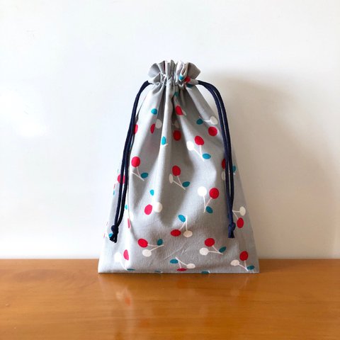 巾着袋 23×16/cherry:gray