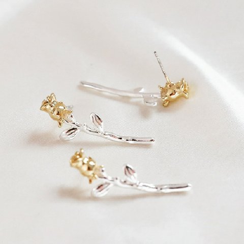 薔薇 ローズピアス アクセサリー フラワー バラ 金属パーツ ピアスパーツ