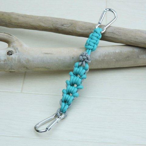 Paracord（パラコード）ストラップ　turquoise＆gray