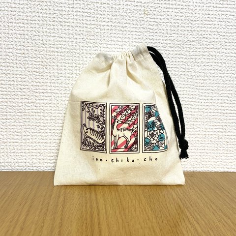 マスク入れにも☆  hanafuda 巾着S