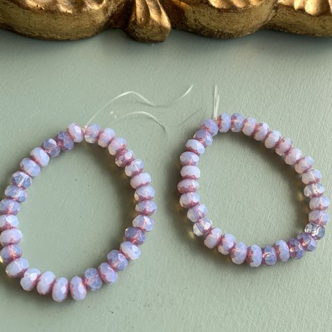 【1連30コセット】JIRI＊IVANA#czech beads#チェコビーズ　rondel5✖️3㍉ milk/pink bronze