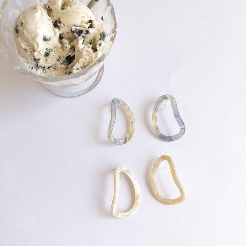 deformed marble big frame earring