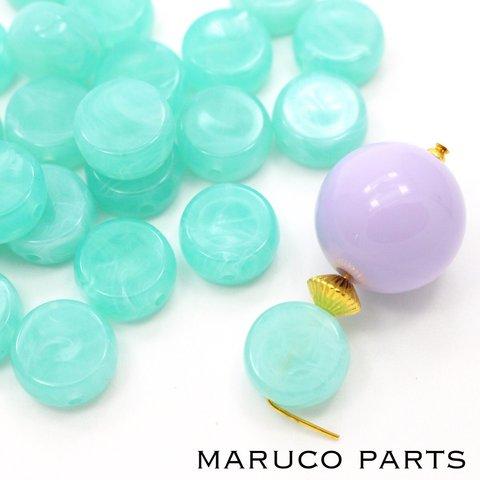 【フラットラウンド②型＊両穴＊20個】【9#ミントグリーン】ヴィンテージ風＊平面◎beads-176-c9-m