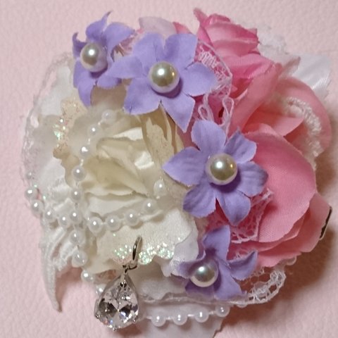 【sale50%off】　お花とパールのヘアクリップ 浴衣に☆