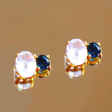- Autumn -Blue Sapphire & Rose Quartz Earrings/Pierce