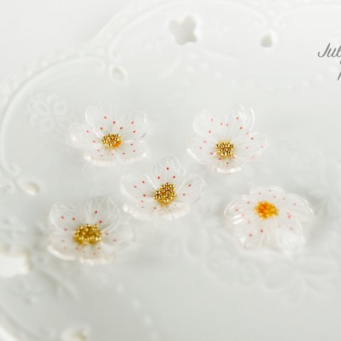 【2個入】お花　パーツ　透明　梅　さくら　フラパン  アクリル　　F0148