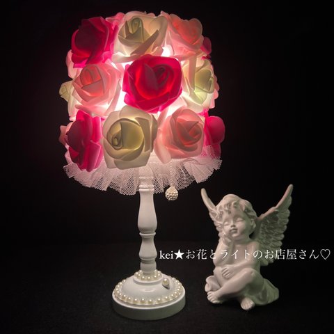 薔薇 バラ ローズ フェイクスイッチ ローズライト 間接照明 ランプ ライト　LED スタンドライト ローズランプ　アンティーク調　姫系