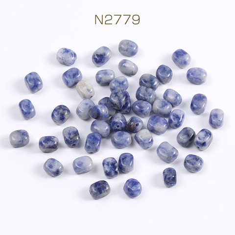 N2779  30個  天然石ビーズ ブルースポットストーン 長方形型 6×7mm  3X（10ヶ）