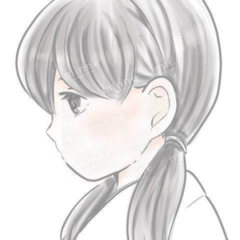 着画イラスト【和服女の子横顔】