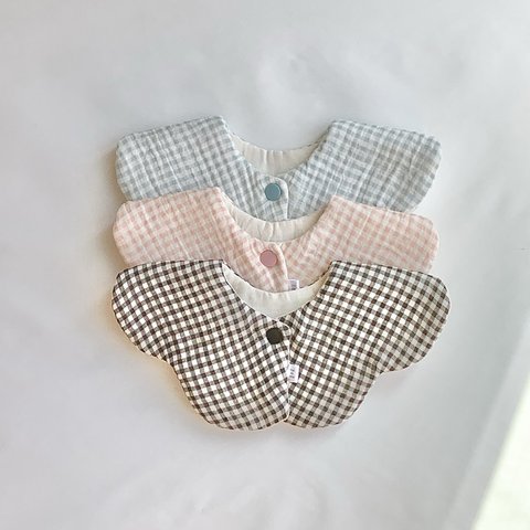 gingham check × petal bib / 3color