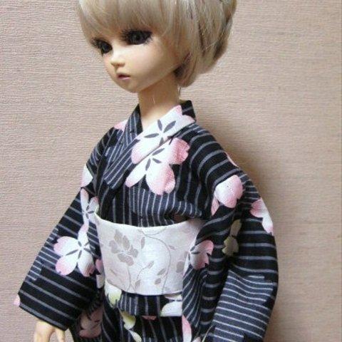 《SDサイズ着物》桜の浴衣　単着物