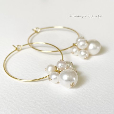 《2way》14kgf pearl hoop pierce