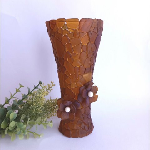 シーグラスフラワーの花瓶