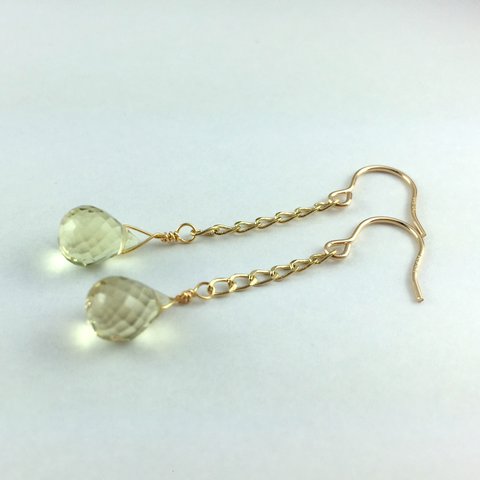 宝石質★グリーンアメジストシンプルピアス