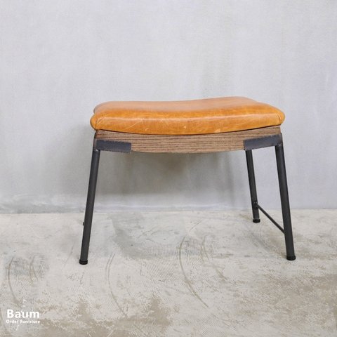 47 [Y,T Stool（Leather）] 送料無料 スツール 子供椅子 オットマン レザー アイアン 曲げ木