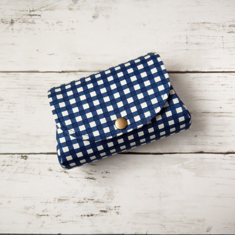 【受注製作】Gingham check ☆navy★コロンとミニ財布