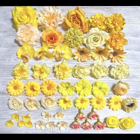 NO 0910-03 造花 花材 まとめ売り ハンドメイド 素材 セット 花 アーティフィシャルフラワー　黄色　小さい花