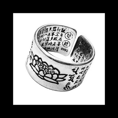 再販 silver990【JAPAN sinkyou III RING】シルバー silver925 リング 指輪 ユニセックス 心経 和風 メンズ ヴィンテージ お経 病みかわいい ダーク 蓮