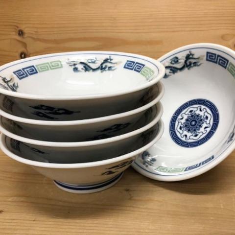 【新品】美濃焼製 染付竜雷紋図拉麺鉢 5個セット 1個のサイズ/直径/約19.6cm×高さ/約7.2cm