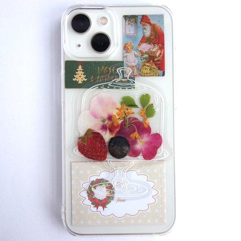 全機種対応　スマホステッカー　スマホケース押し花インナーシート☆クリスマススペシャル☆４点セット　155