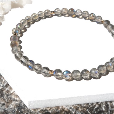 Labradorite／【ハイクオリティ】美しいモルフォ蝶のような輝き ラブラドライト極小粒ブレスレット／Little／リトル