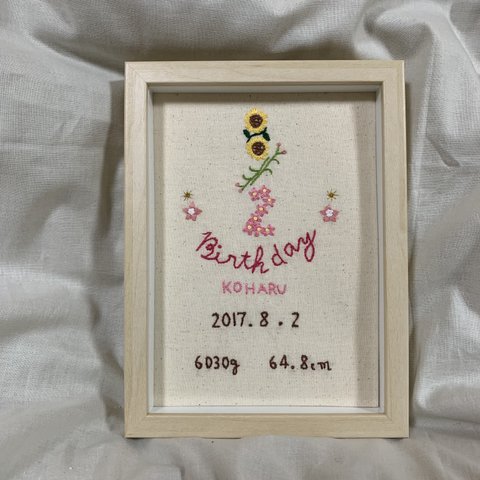 バースボード　ハーフバースデー　刺繍　１/２バースデー　２L  受注製作