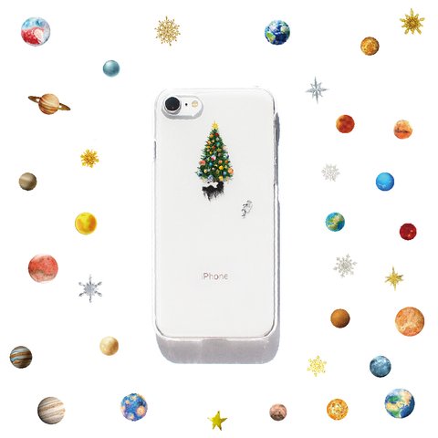 iPhone13mini ケース 宇宙でクリスマス スマホケース