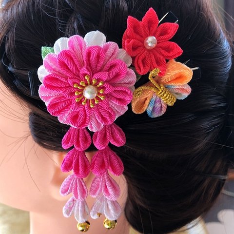 つまみ細工 七五三 髪飾り 着物 ヘアピン ヘアクリップ 卒業式