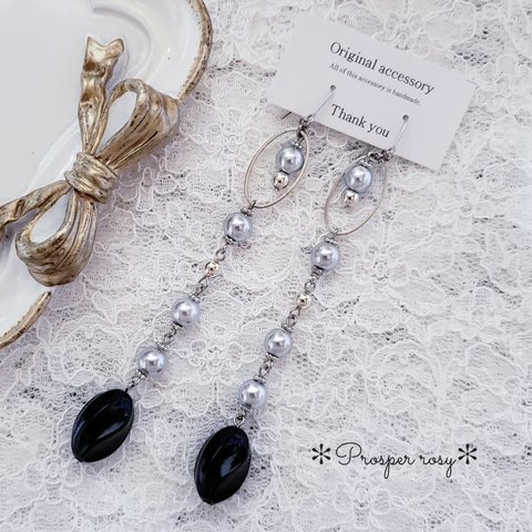 ＊Silver×Black  Long ゴシックピアス/イヤリング＊