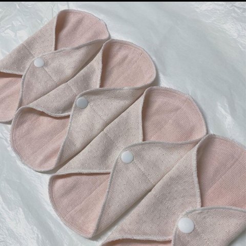 シルク・オーガニックコットン素材の布ナプキン4枚組・ピンク