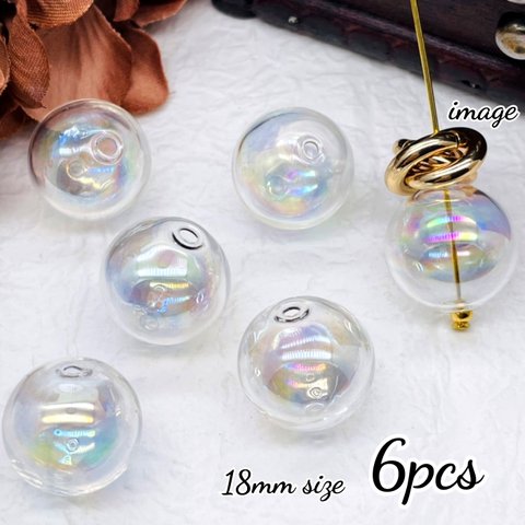 【brsr6435】【18ｍｍ size】【６個】しゃぼん玉　ガラスビーズ