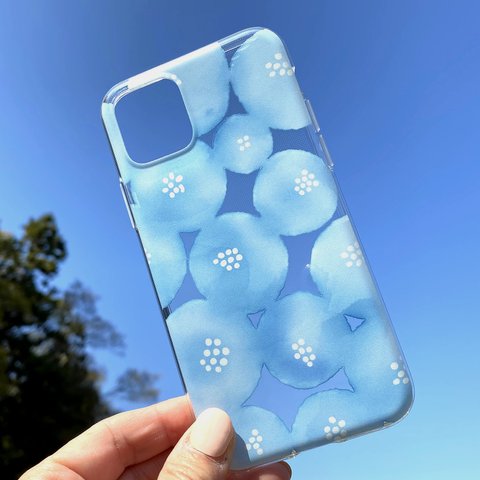 北欧 水彩の花 ソフトケース （クリア＆TPU 柔らか素材）iPhoneケース 透明 SE3