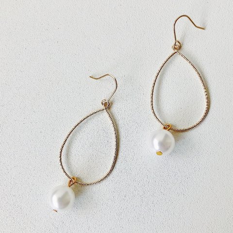 goutte P イヤリング  ピアス  ノンホールピアス ハンドメイド アクセサリー ファッション  handmade simple シンプル  ナチュラル シルバー パール ゴールド 