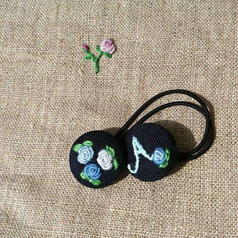 刺繍 ヘアゴム 子供用