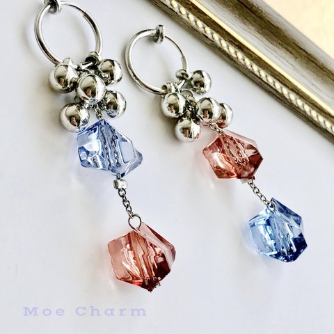 Rock ice✳︎blue✳︎silver／イヤリング／ピアス／アレルギー対応