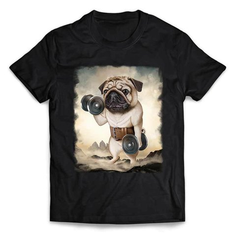 半袖Tシャツ パグ 犬  ダンベル 筋トレ 筋肉 ワークアウト ジム by FOX REPUBLIC