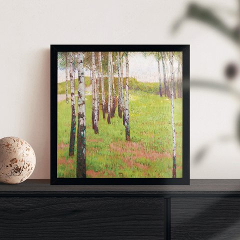 [額縁付き] Birch grove in the evening light カール・モル アートポスター 323×323mm 風景画 額装 天然木 ポスターフレーム 木製 絵画 APFS029