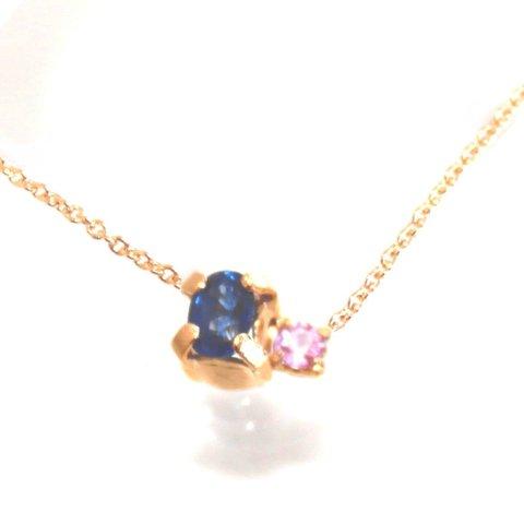 k10- hime - Pink & Blue Sapphire Necklace