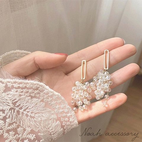 【Noah accessory】キラキラ輝くクリスタルピアス　sv925