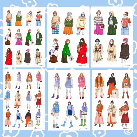 女の子シール48個セット（no.2）Sticker Set